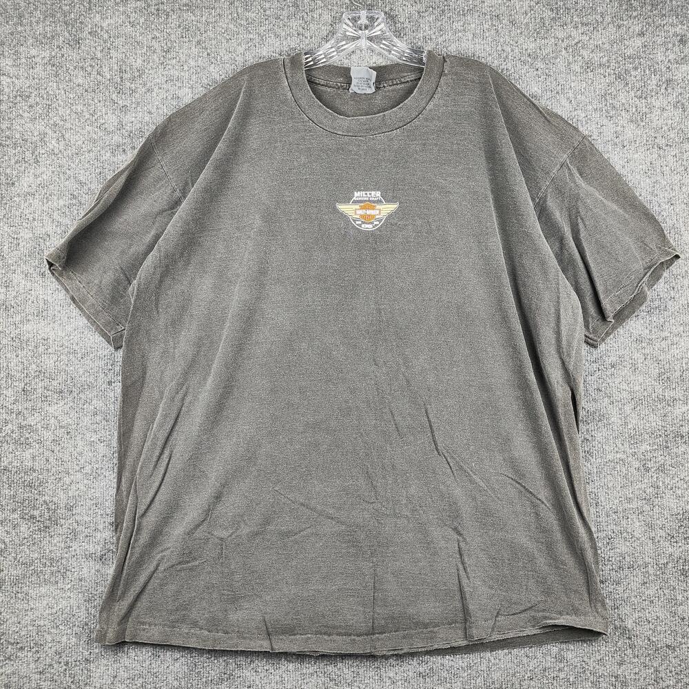 Vintage Miller Genuine Draft Harley-Davidson Shirt Mens 2XL Gray 95th Anvil USA